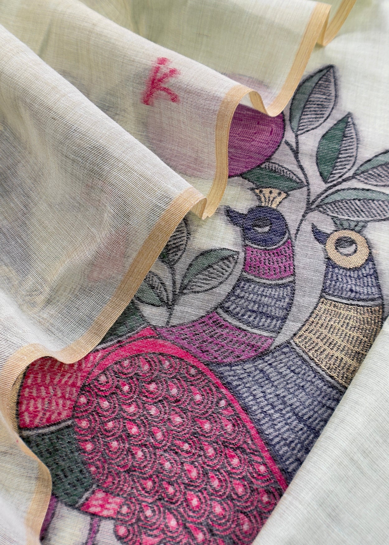 Light Green Linen Chanderi Suit With Jamdani Weaving