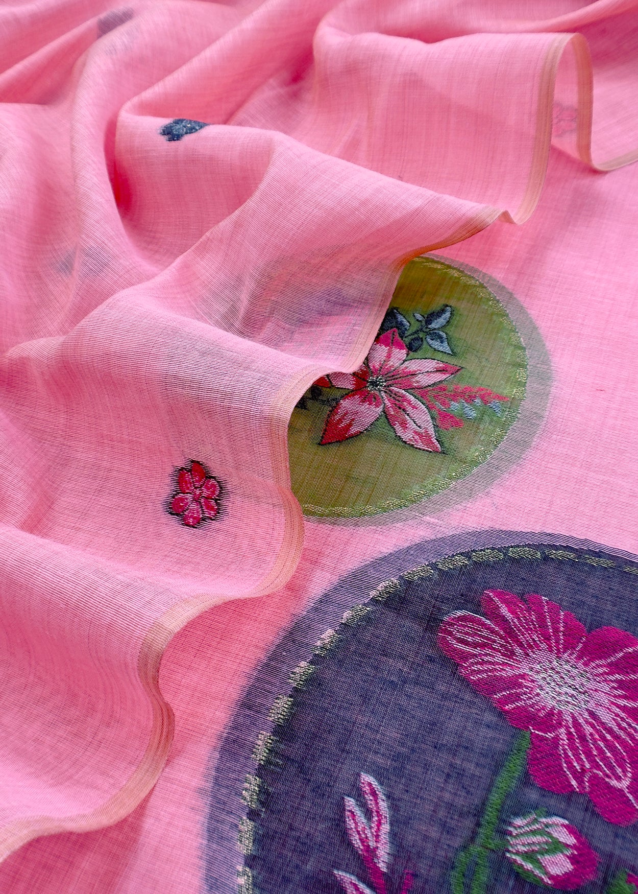 linen chanderi suit with jamdani weaving

