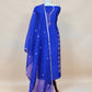 Sapphire Blue Handloom Silk Kurta And Kora Silk Dupatta with Kadwa weaving