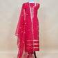 Crimson Red Handloom Silk Kurta And Kora Silk Dupatta With Kadwa Weaving