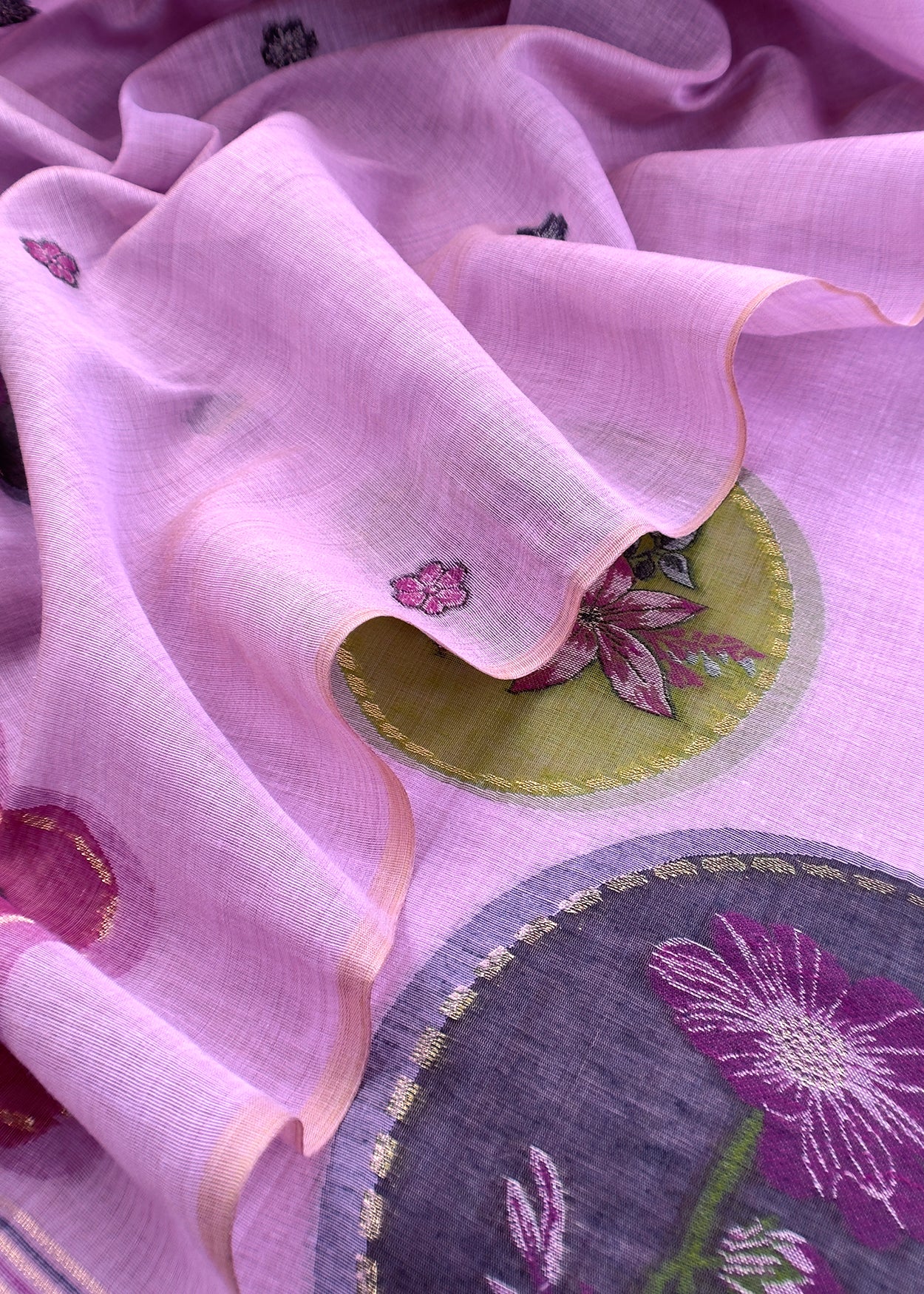 linen chanderi suit with jamdani weaving

