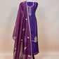 Violet And Wine Handloom Silk Kurta And Kora Silk Dupatta With Kadwa Weaving
