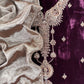 Darlings Luxe Royal Wine Pure Velvet Kurta And Tissue Dupatta With Appliqué And Dori, Zardosi Dabka handwork