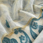 Beige And Turquoise Linen Chanderi Suit With Jamdani Weaving