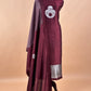 Wine Handloom Silk Suit With Kadwa Weaving