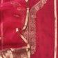 Crimson Red Handloom Silk Kurta And Kora Silk Dupatta With Kadwa Weaving