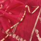 Crimson Red Handloom Silk Kurta And Kora Silk Dupatta With Kadwa Weaving