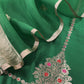 Emerald Green Handloom Silk Kurta And Kora Silk Dupatta With Kadwa Weaving