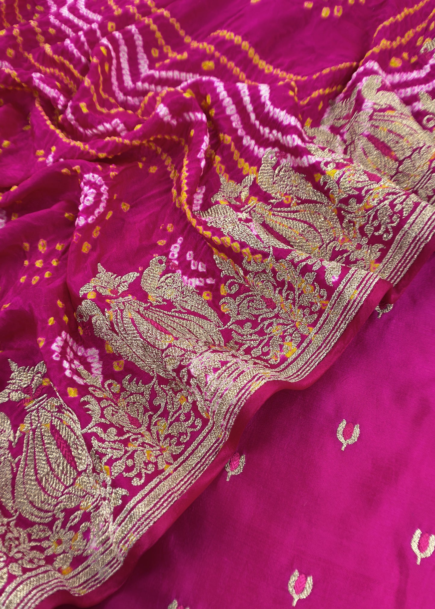 Rani Pink Handloom Silk Suit With Resham Zari Embroidery
