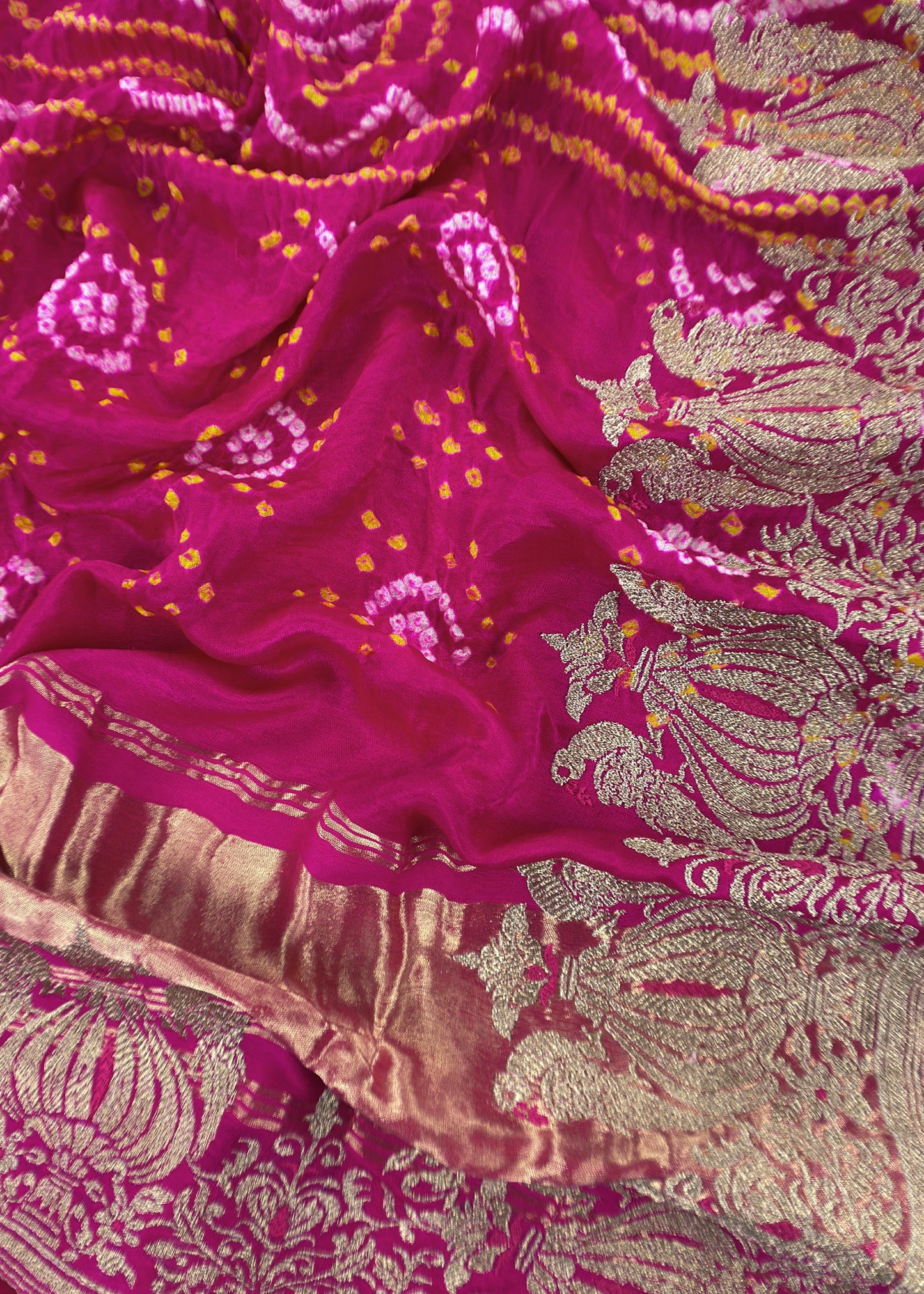 Rani Pink Handloom Silk Suit With Resham Zari Embroidery