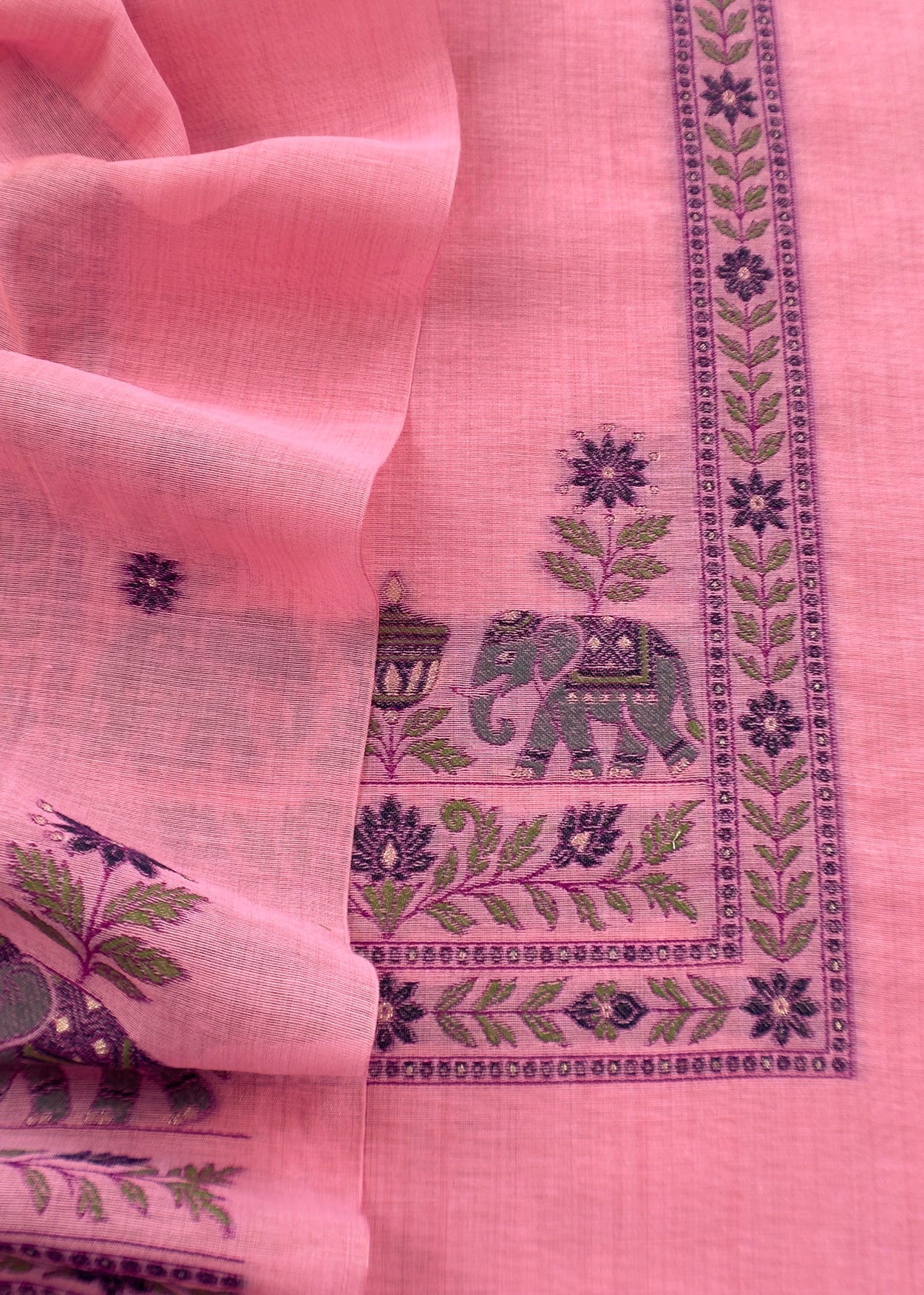 linen chanderi suit with jamdani weaving


