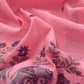 Pink Linen Chanderi Unstitched Suit With jamdani Weaving