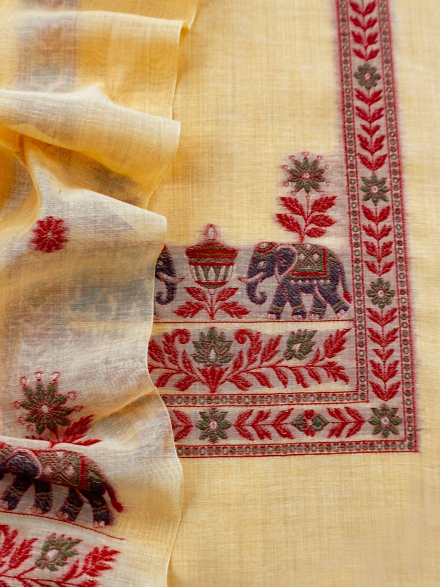 linen chanderi suit with jamdani weaving

