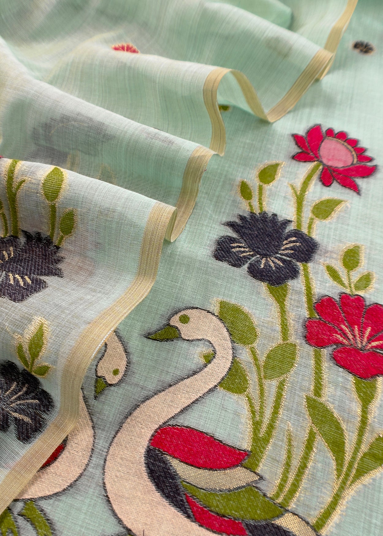 linen chanderi suit with jamdani weaving

