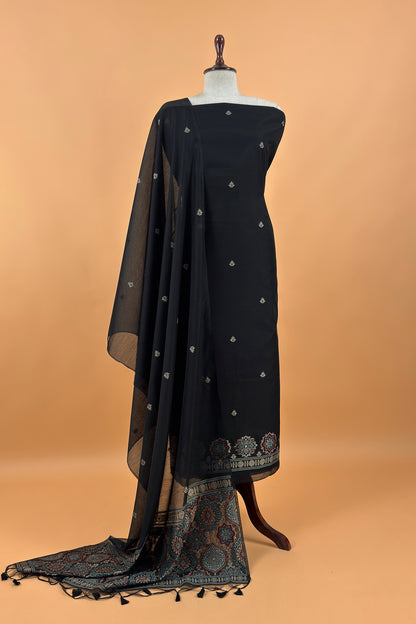 Office wear linen chanderi suit set

