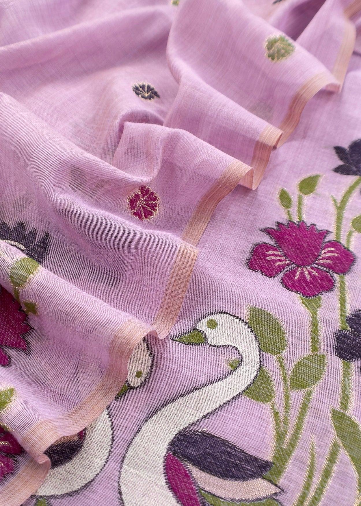 linen chanderi suit with jamdani weaving

