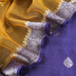 Purple and Yellow Handloom Raw Silk Suit With Kora Silk Dupatta