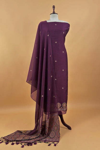 Office wear linen chanderi suit set

