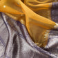 Purple and Yellow Handloom Raw Silk Suit With Kora Silk Dupatta