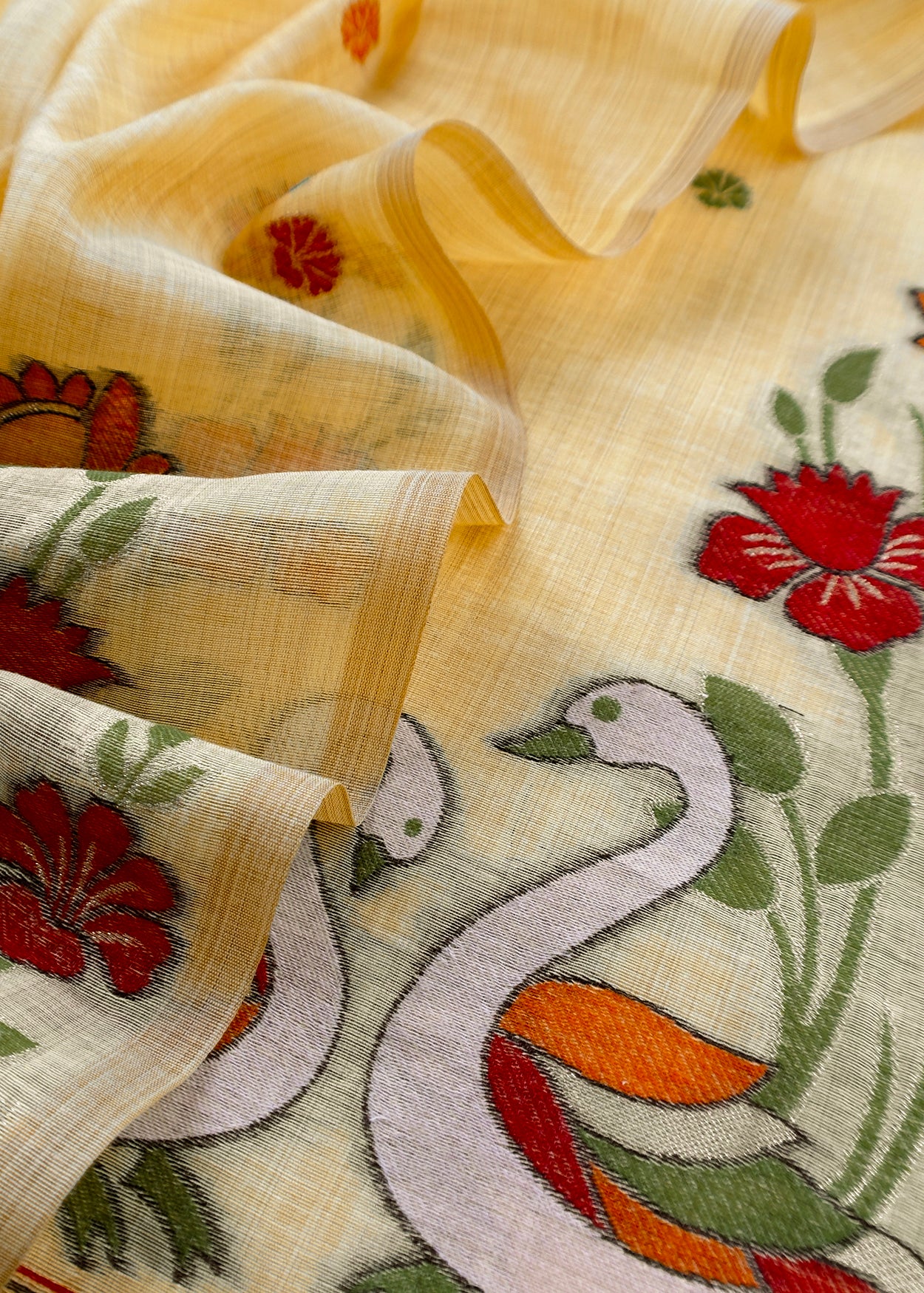 linen chanderi suit with jamdani weaving

