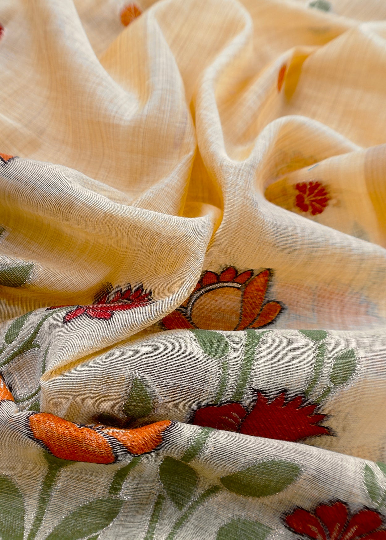 linen chanderi suit with jamdani weaving

