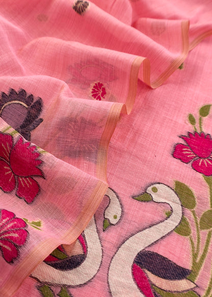 linen chanderi suit with jamdani weaving

