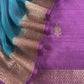 Purple And Blue Handloom Raw Silk Kurta And Kora Silk Dupatta With Gold Kadwa Weaving