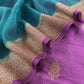 Purple And Blue Handloom Raw Silk Kurta And Kora Silk Dupatta With Gold Kadwa Weaving