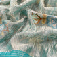 Turquoise Blue Handloom Tissue Silk With Cross Stitched Embroidery