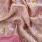Rouge Pink Handloom Tissue Silk With Cross Stitched Embroidery