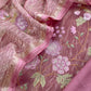 Rouge Pink Handloom Tissue Silk With Cross Stitched Embroidery