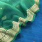 Green and Pink Handloom Raw Silk Suit With Kora Silk Dupatta