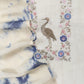 Off White Chanderi Unstitched Suit With Blue Organza Dupatta