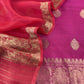 Pink And Red Handloom Raw Silk Suit With Kora Silk Dupatta