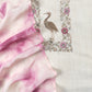 Off White Chanderi Unstitched Suit With Pink Organza Dupatta