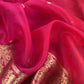 Pink And Red Handloom Raw Silk Suit With Kora Silk Dupatta