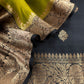 Black and Green Handloom Raw Silk Suit With Kora Silk Dupatta