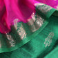 Green and Pink Handloom Raw Silk Suit With Kora Silk Dupatta