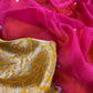 Yellow and Pink Handloom Raw Silk Suit With Kora Silk Dupatta