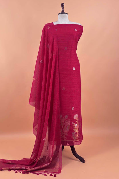 Office wear linen chanderi suit set

