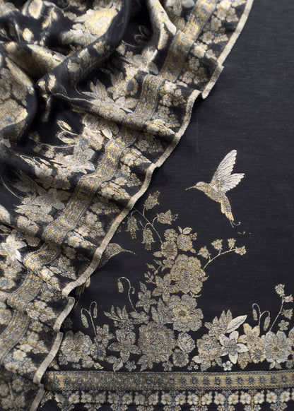 Black Premium Cotton Silk Suit With Kani Zari Weaving