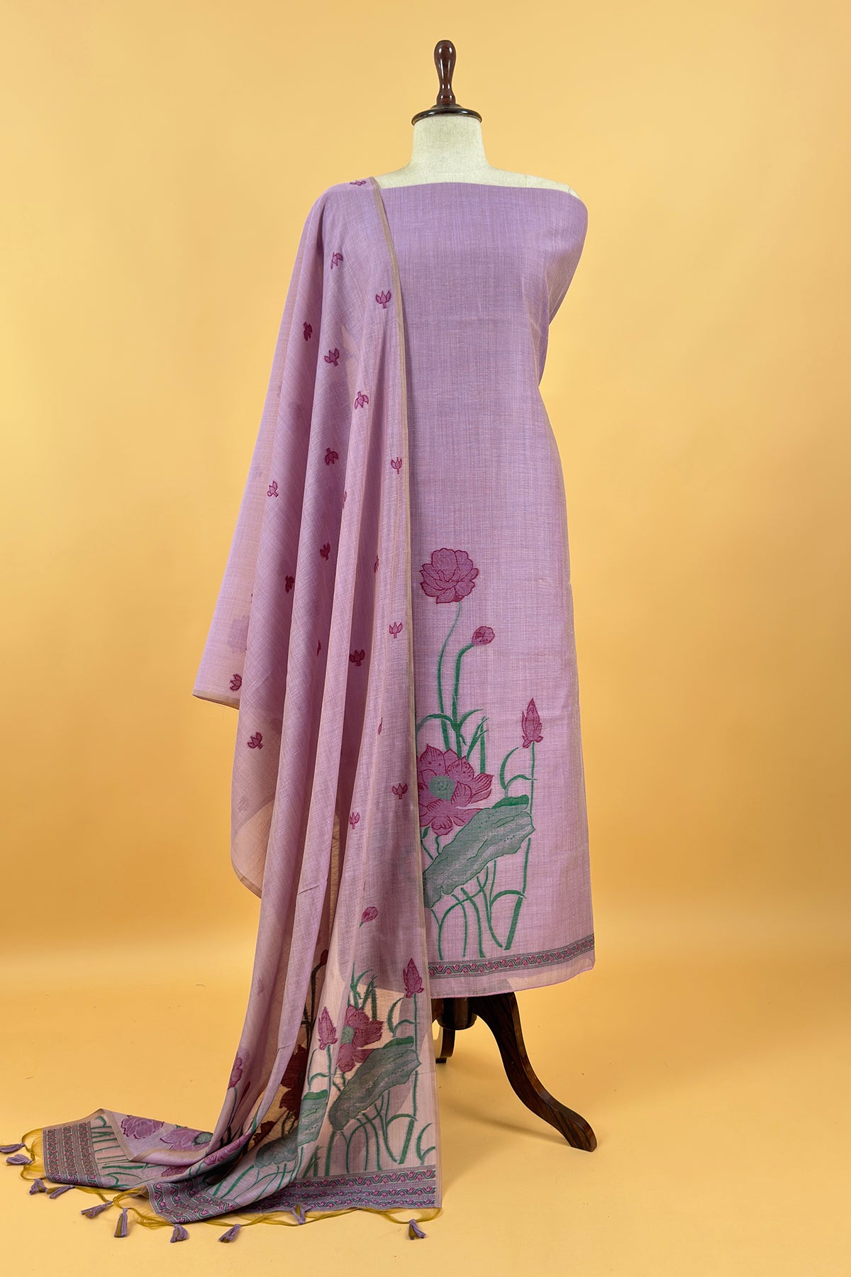 Office wear linen chanderi suit set


