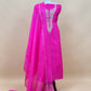 Vibrant Pink Kora Silk Suit Fabric With Dori And Dabka Hand Work
