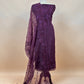 Purple Handloom Organza Silk Suit In Parsi Embroidered