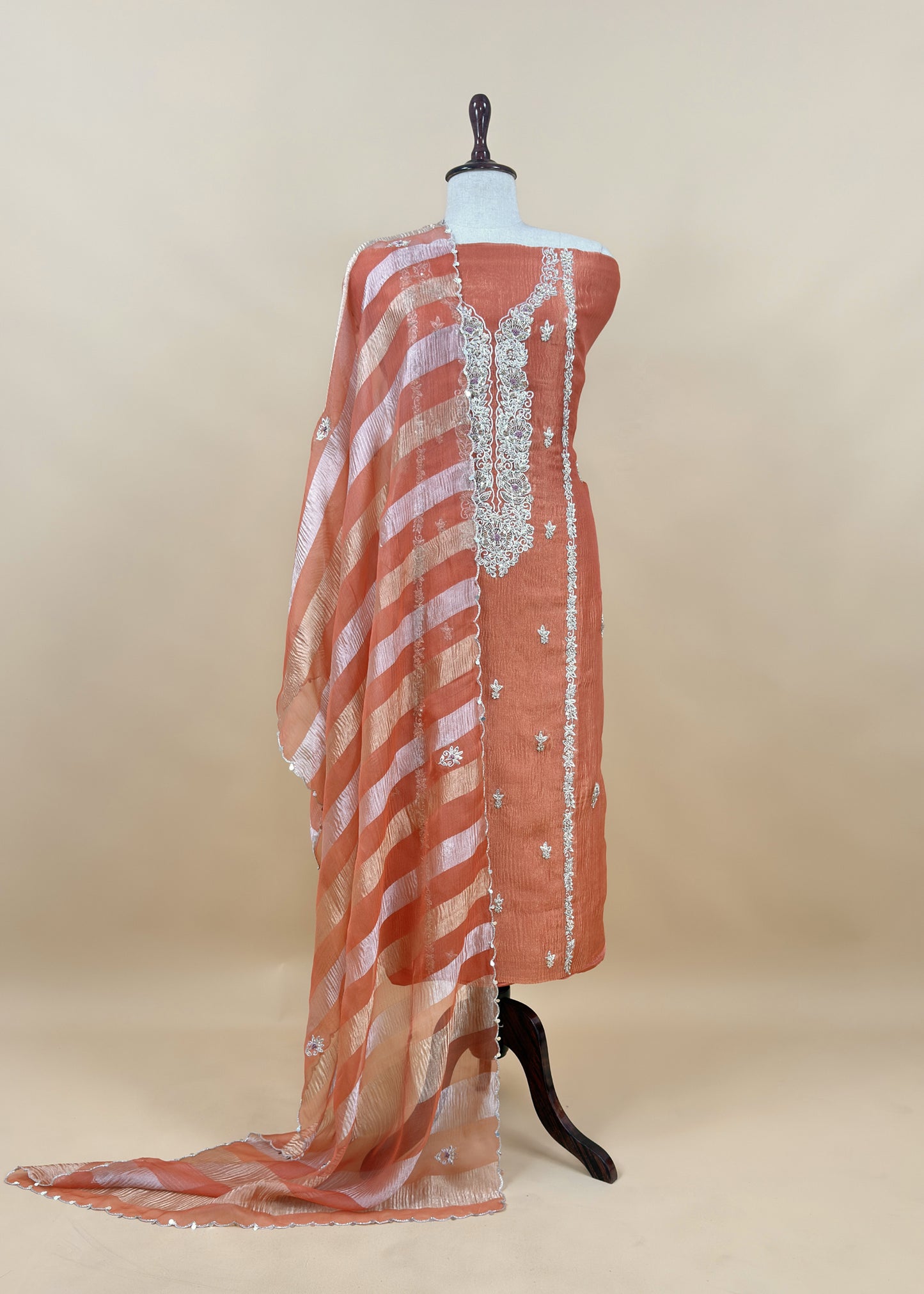 Orange Presenting Our Stunningly Beautiful Crushed Tissue Silk Suit Set From विवाह Collection By Kalasheel