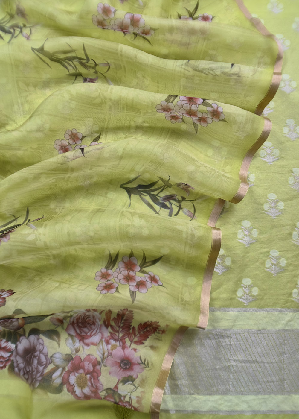 green banarasi fabric delhi store