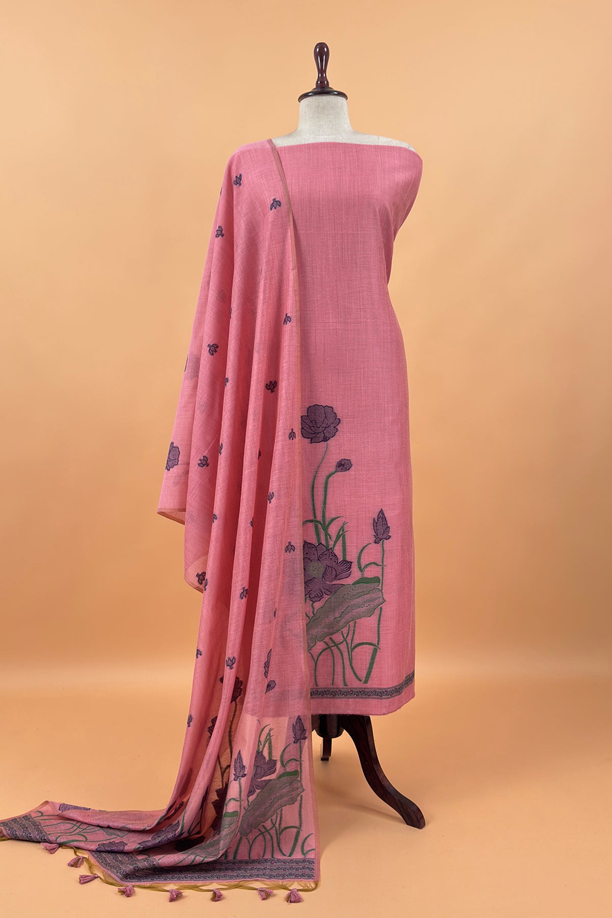 Office wear linen chanderi suit set

