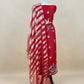 Red Handloom Organza Silk Suit Fabric With Flamingos Kantha Handwork