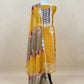 Mustard And Wine Pure Kora Silk Suit Fabric With Brush Print And Pitta Handwork