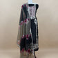 Mustard And Wine Pure Kora Silk Suit Fabric With Brush Print And Pitta Handwork